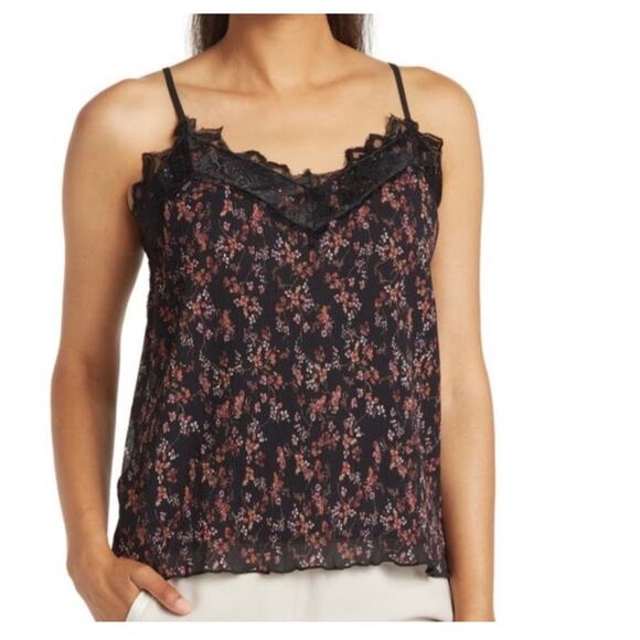 Everleigh 3X-Large Tank Top Floral Lace Accent V-Neck Stretch Accordion Pleats - Picture 1 of 10